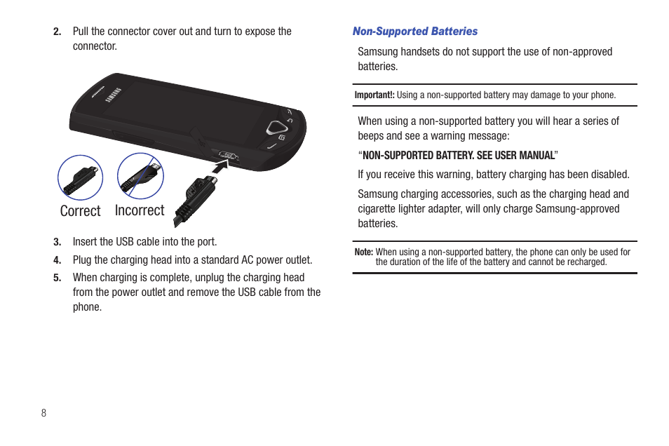 Incorrect correct | Samsung SCH-I100ZKAXAR User Manual | Page 12 / 130