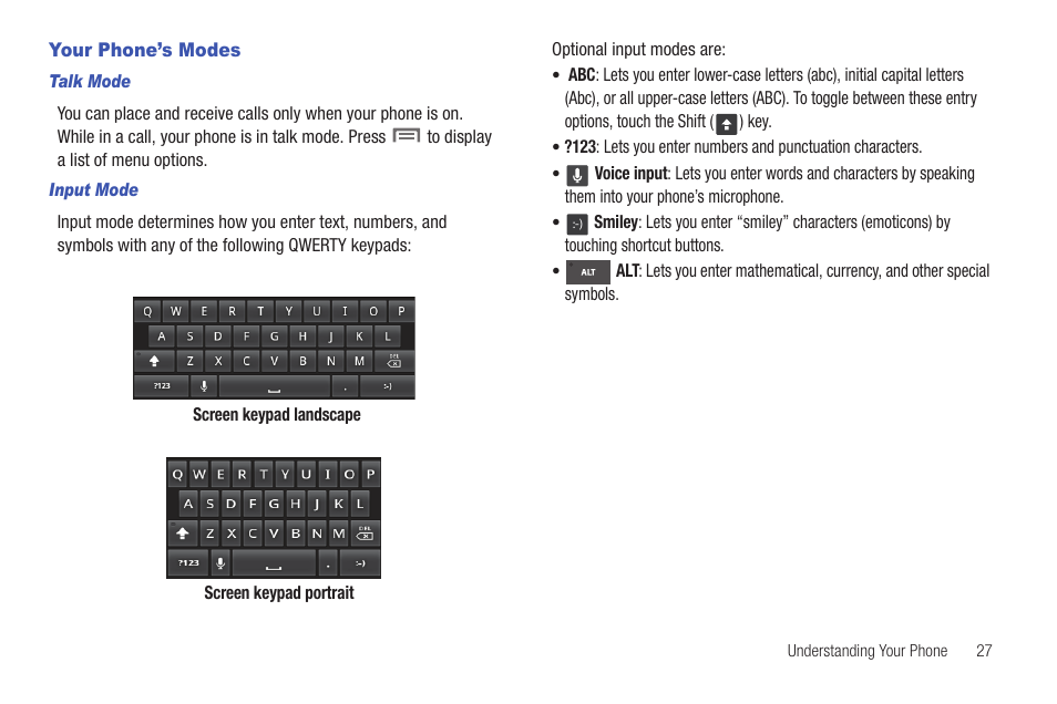 Your phone’s modes | Samsung SCH-I100ZKAXAR User Manual | Page 31 / 130