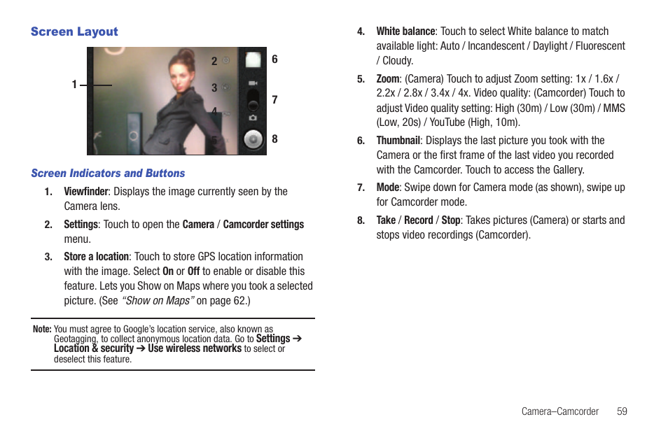 Screen layout | Samsung SCH-I100ZKAXAR User Manual | Page 63 / 130