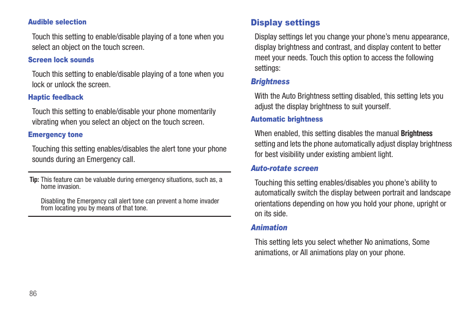 Display settings | Samsung SCH-I100ZKAXAR User Manual | Page 90 / 130