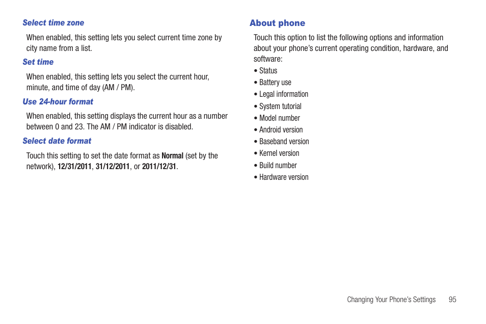 About phone | Samsung SCH-I100ZKAXAR User Manual | Page 99 / 130