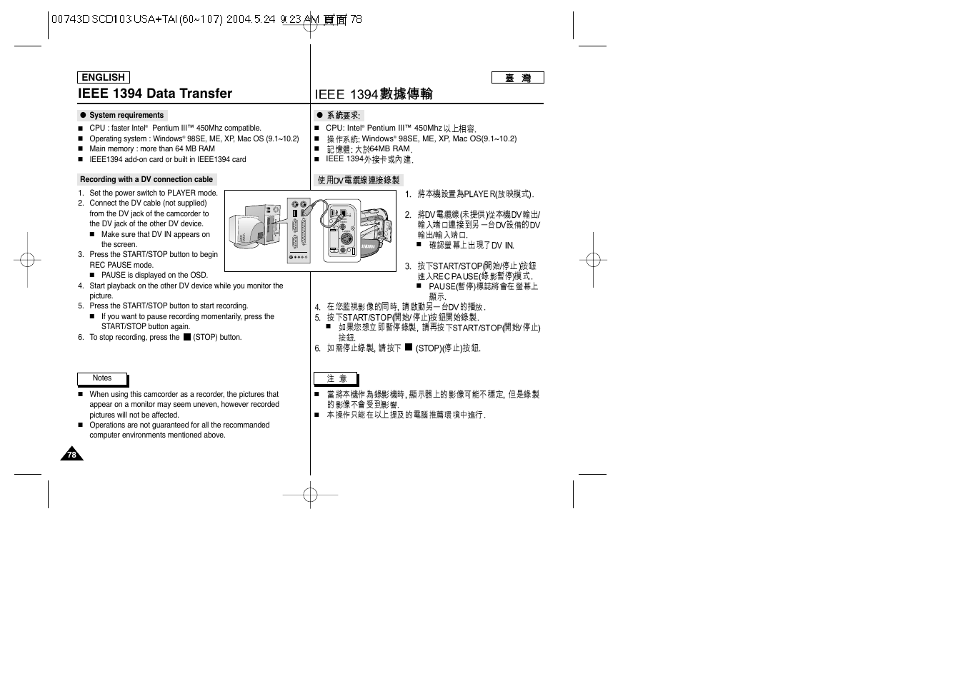 Ieee 1394 data transfer | Samsung SC-D103-XAP User Manual | Page 78 / 107