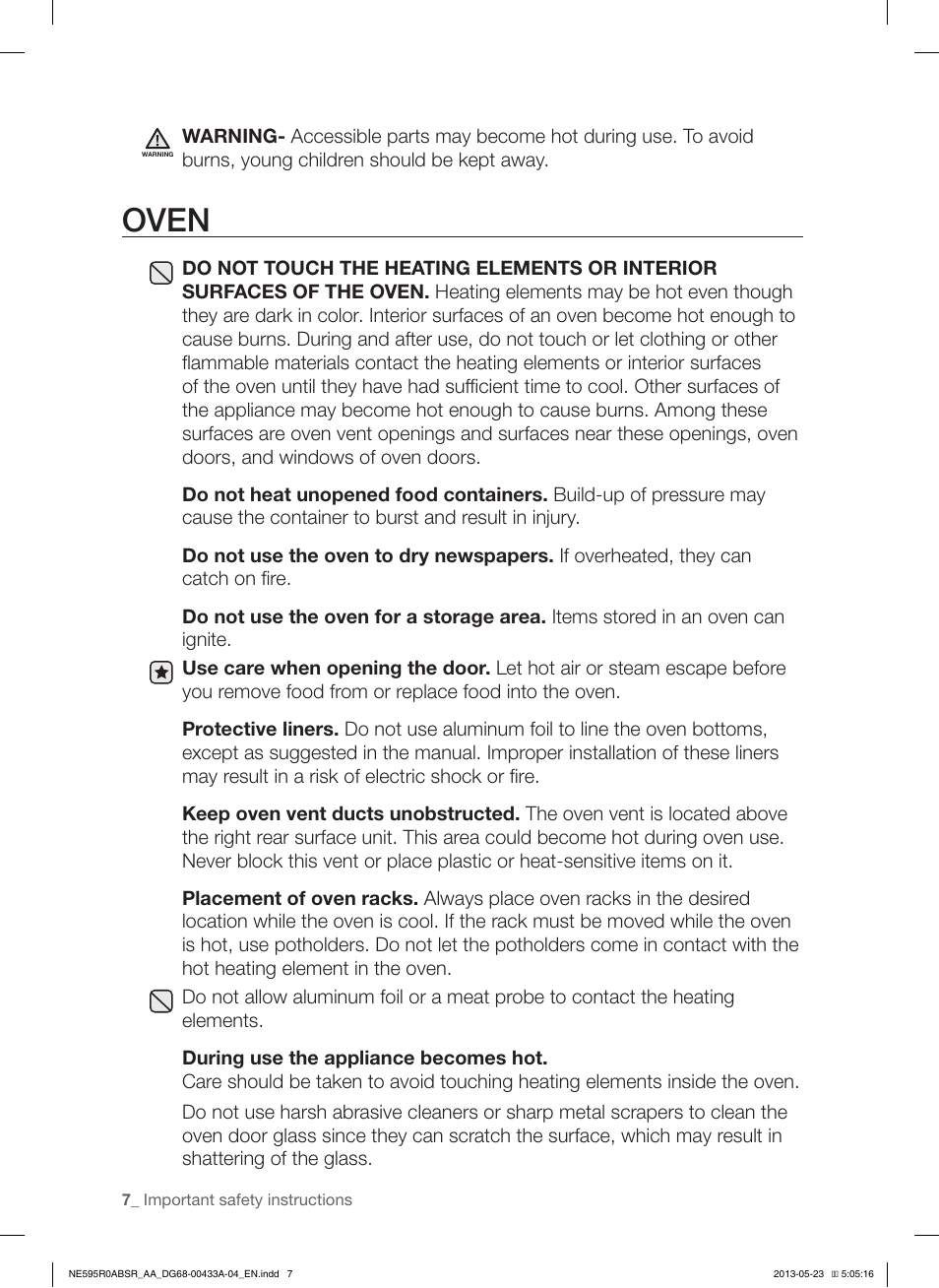Oven | Samsung NE595R0ABWW-AA User Manual | Page 8 / 60