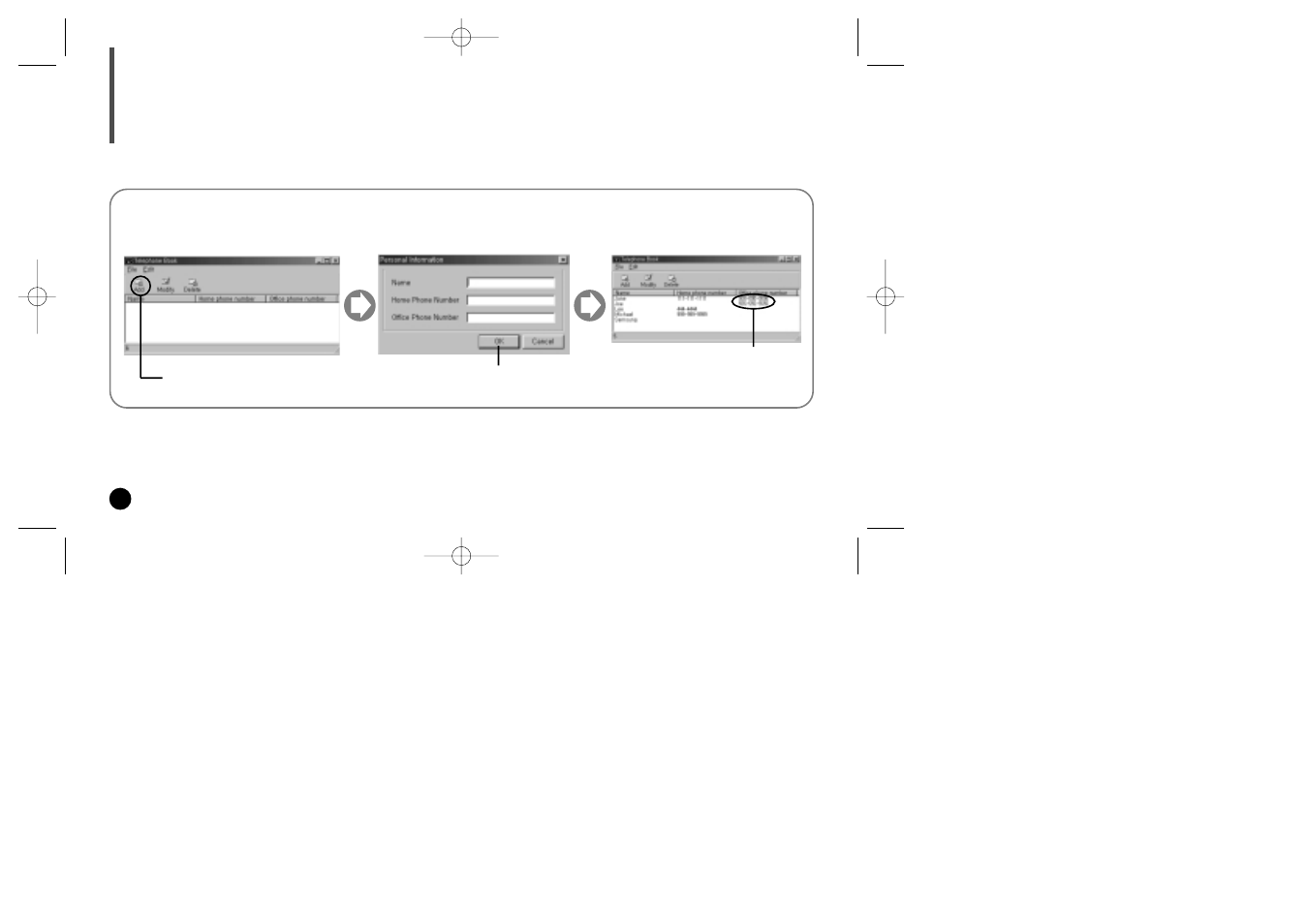 Storing phone numbers, Toring phone numbers | Samsung YP-SE64PS User Manual | Page 30 / 39