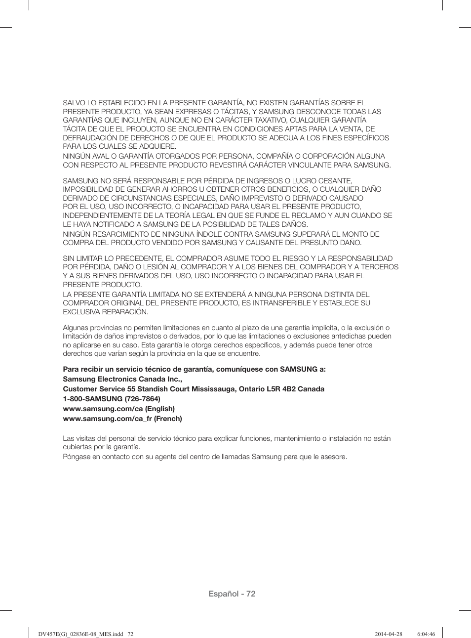 Samsung DV457GVGSGR-AA User Manual | Page 224 / 228