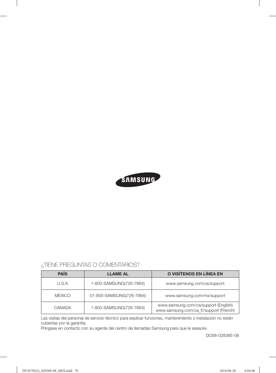Tiene preguntas o comentarios | Samsung DV457GVGSGR-AA User Manual | Page 228 / 228
