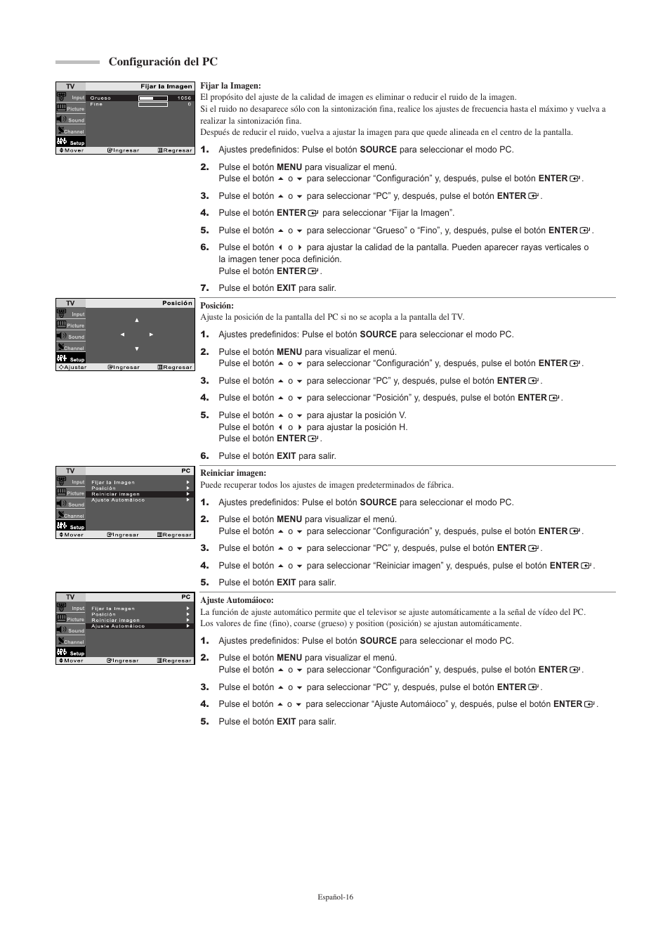 Configuración del pc | Samsung LNR2050PX-XAA User Manual | Page 54 / 56