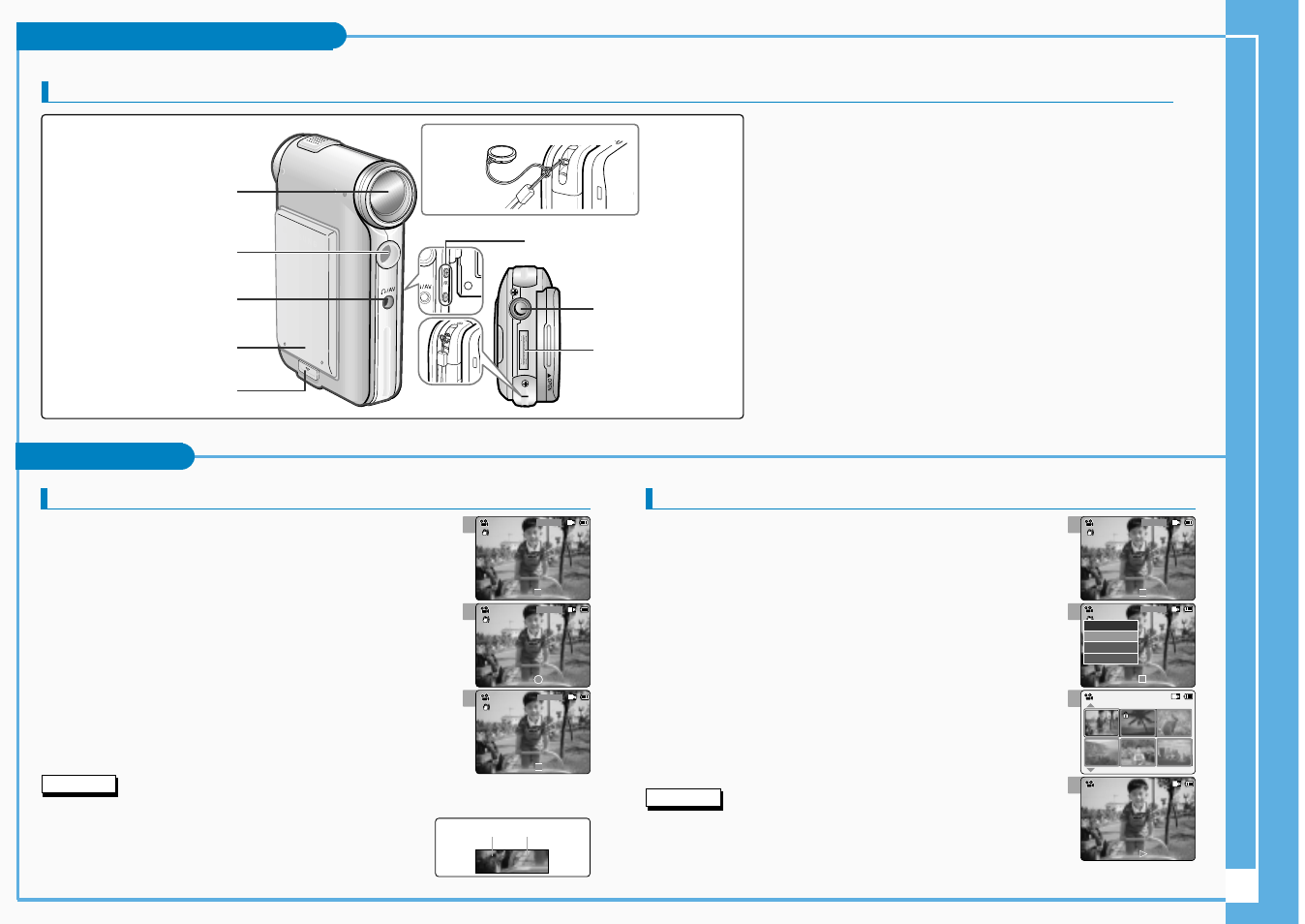 Getting to know your camcorder, Video mode, Recording playing on the lcd monitor | Samsung SC-M105S-XAC User Manual | Page 5 / 9