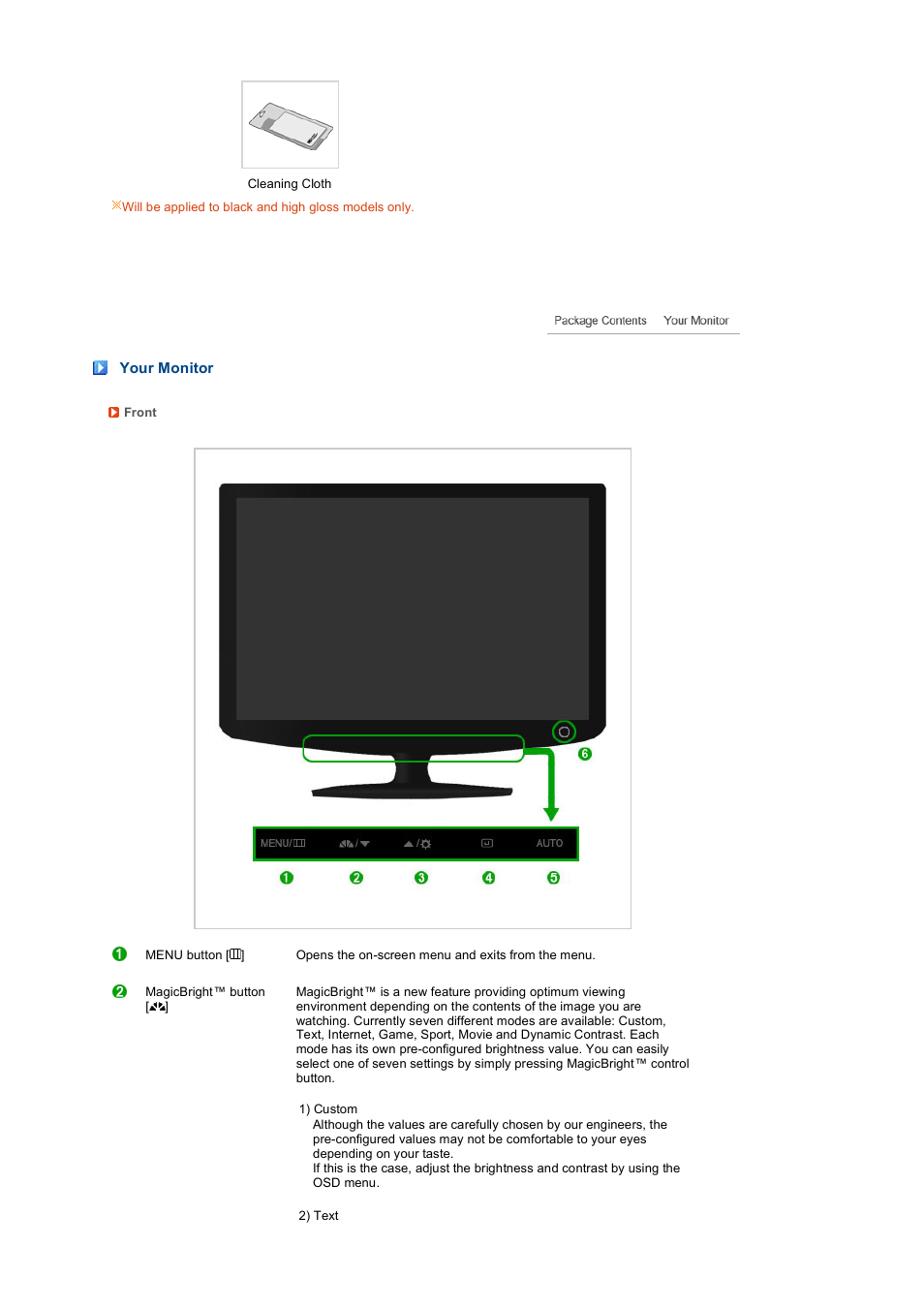 Your monitor | Samsung LS20PENSF-XAA User Manual | Page 14 / 50