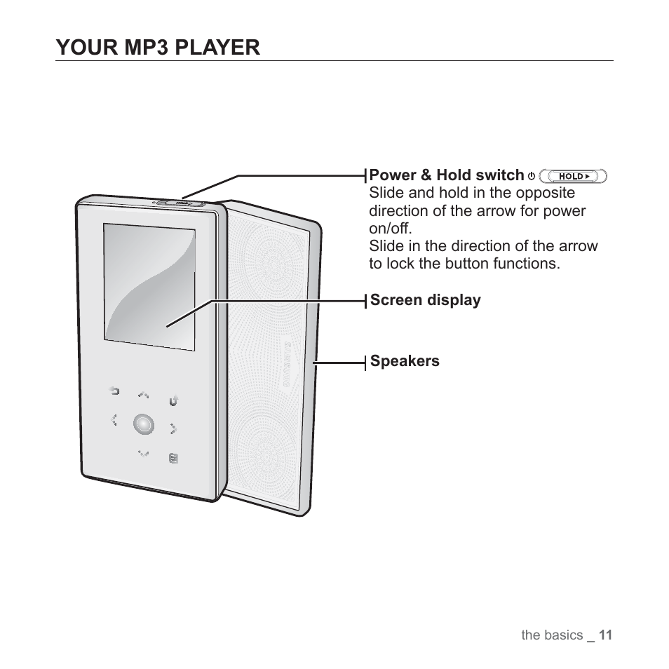 Your mp3 player | Samsung YP-S5JAB-XAA User Manual | Page 11 / 117