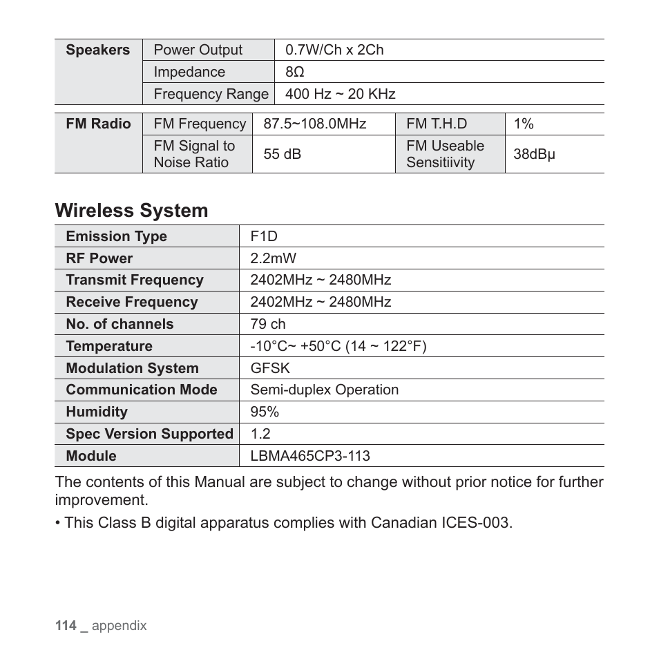 Wireless system | Samsung YP-S5JAB-XAA User Manual | Page 114 / 117