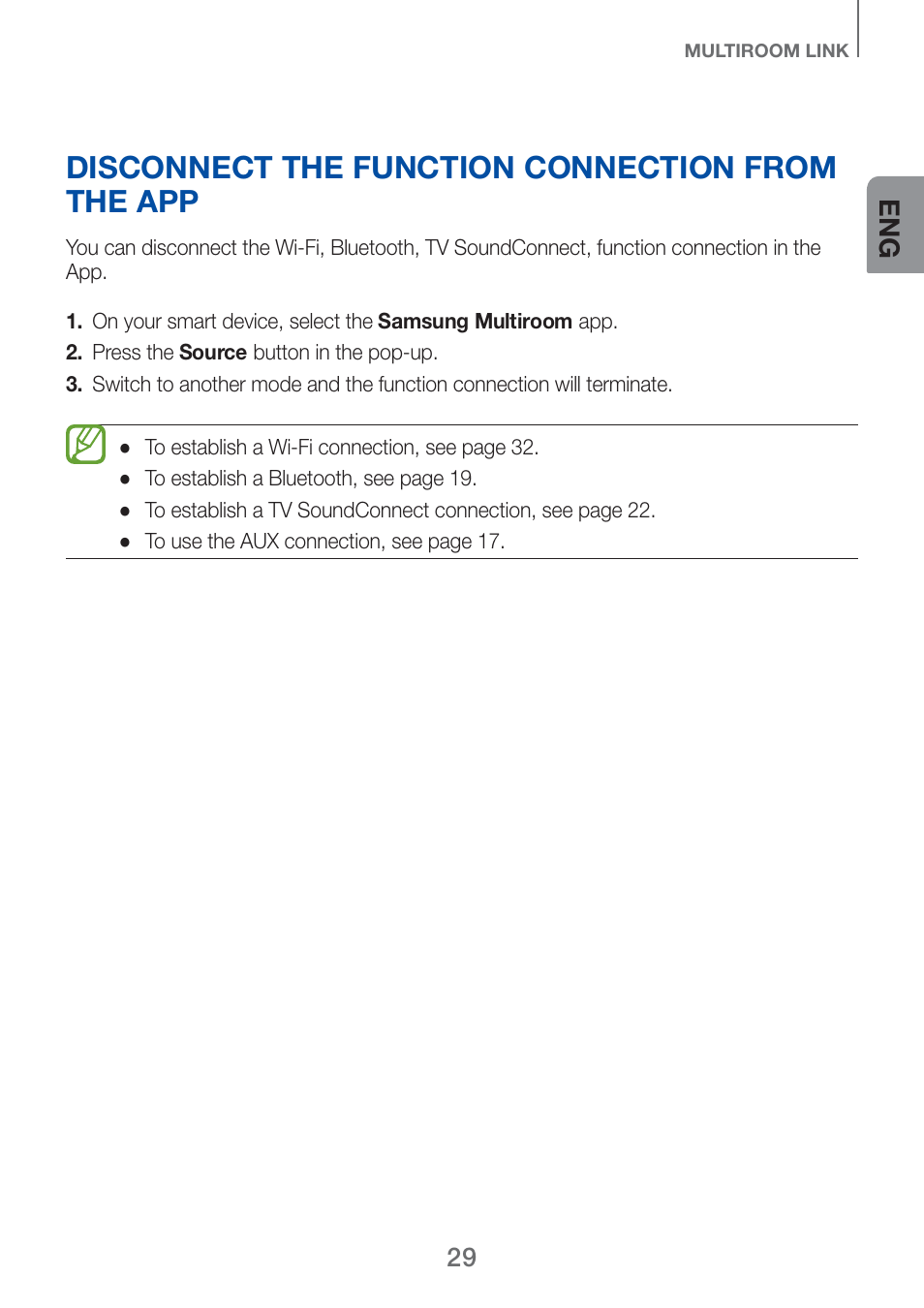 Disconnect the function connection from the app | Samsung HW-H750-ZA User Manual | Page 29 / 56
