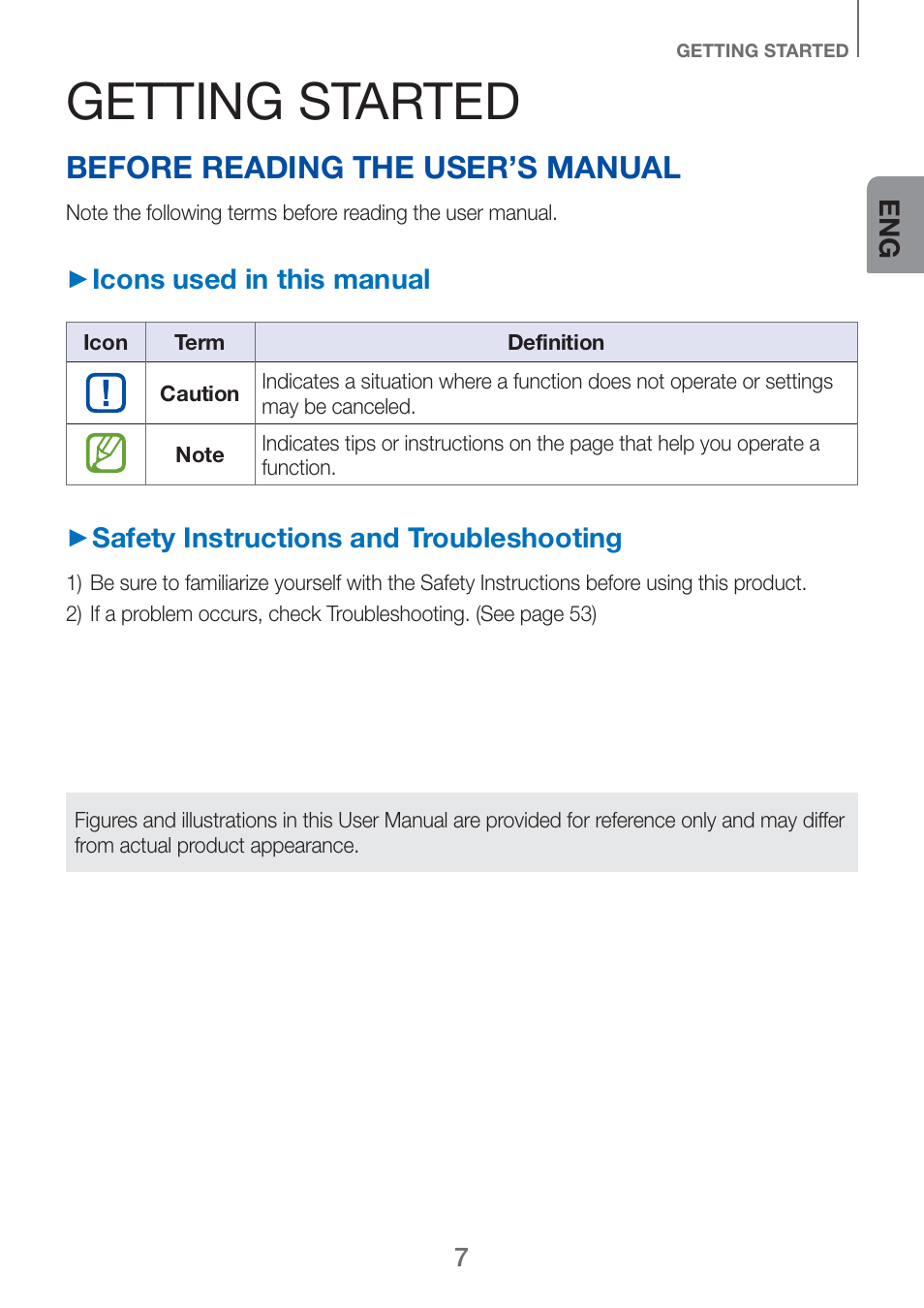 Getting started, Before reading the user’s manual | Samsung HW-H750-ZA User Manual | Page 7 / 56