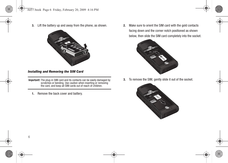 Remove the back cover and battery | Samsung SGH-A657ZKAATT User Manual | Page 10 / 184