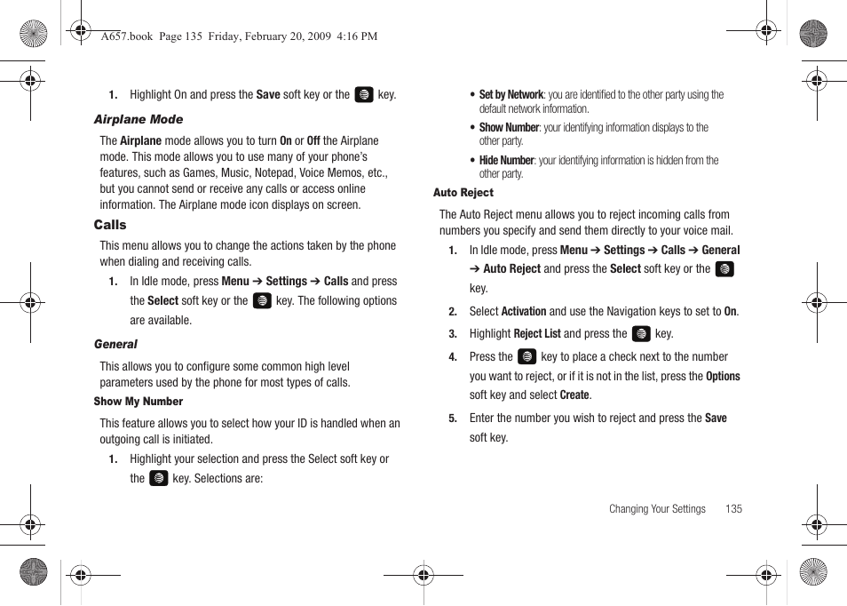 Calls | Samsung SGH-A657ZKAATT User Manual | Page 139 / 184