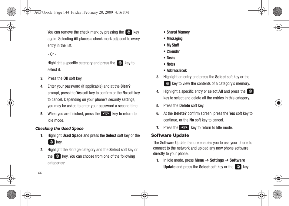 Software update | Samsung SGH-A657ZKAATT User Manual | Page 148 / 184