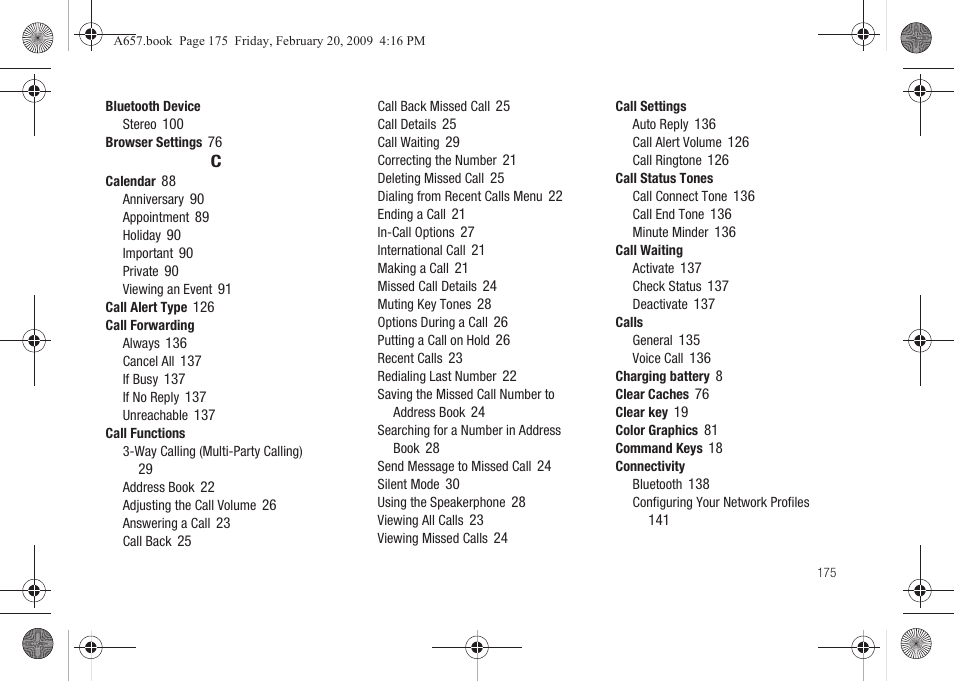 Samsung SGH-A657ZKAATT User Manual | Page 179 / 184