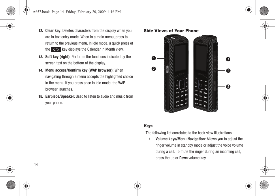 Side views of your phone | Samsung SGH-A657ZKAATT User Manual | Page 18 / 184