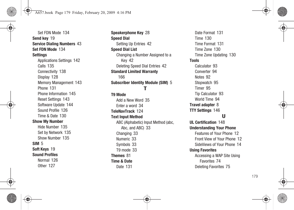 Samsung SGH-A657ZKAATT User Manual | Page 183 / 184