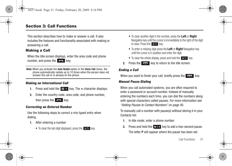 Section 3: call functions, Making a call | Samsung SGH-A657ZKAATT User Manual | Page 25 / 184