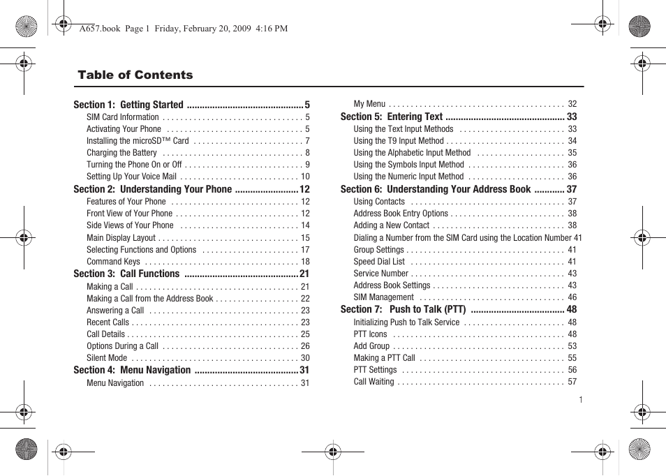 Samsung SGH-A657ZKAATT User Manual | Page 5 / 184