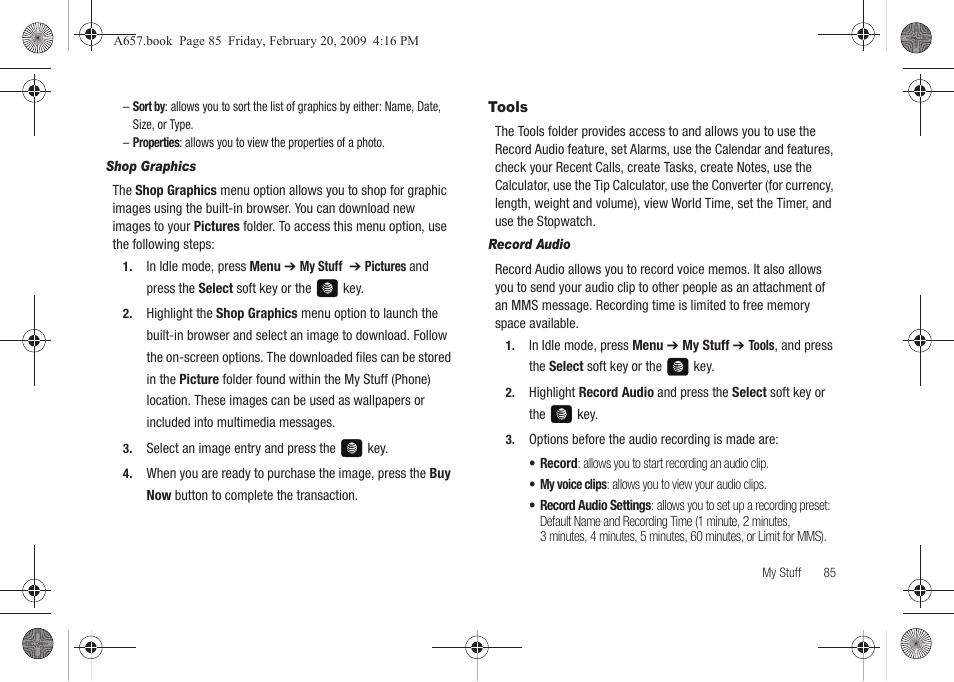 Tools | Samsung SGH-A657ZKAATT User Manual | Page 89 / 184
