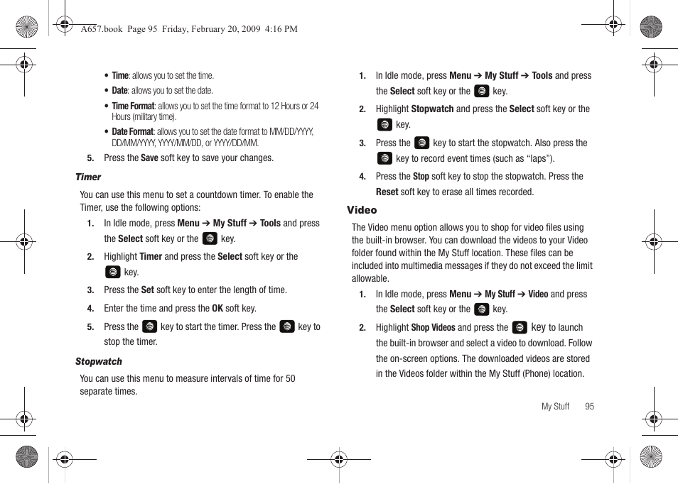 Video | Samsung SGH-A657ZKAATT User Manual | Page 99 / 184