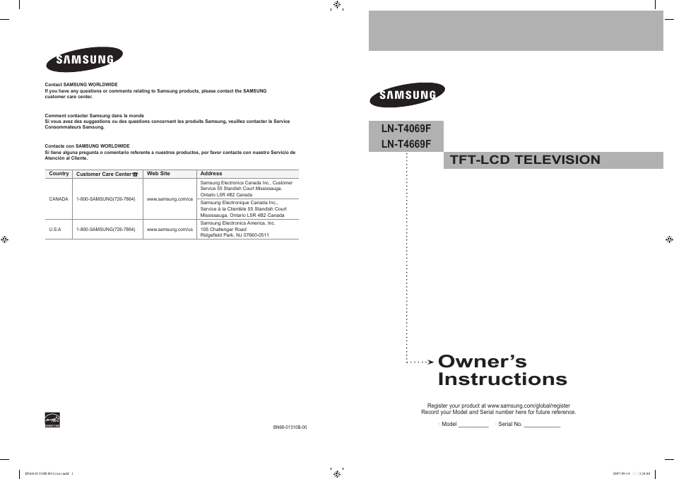 Samsung LNT4069FX-XAA User Manual | 271 pages