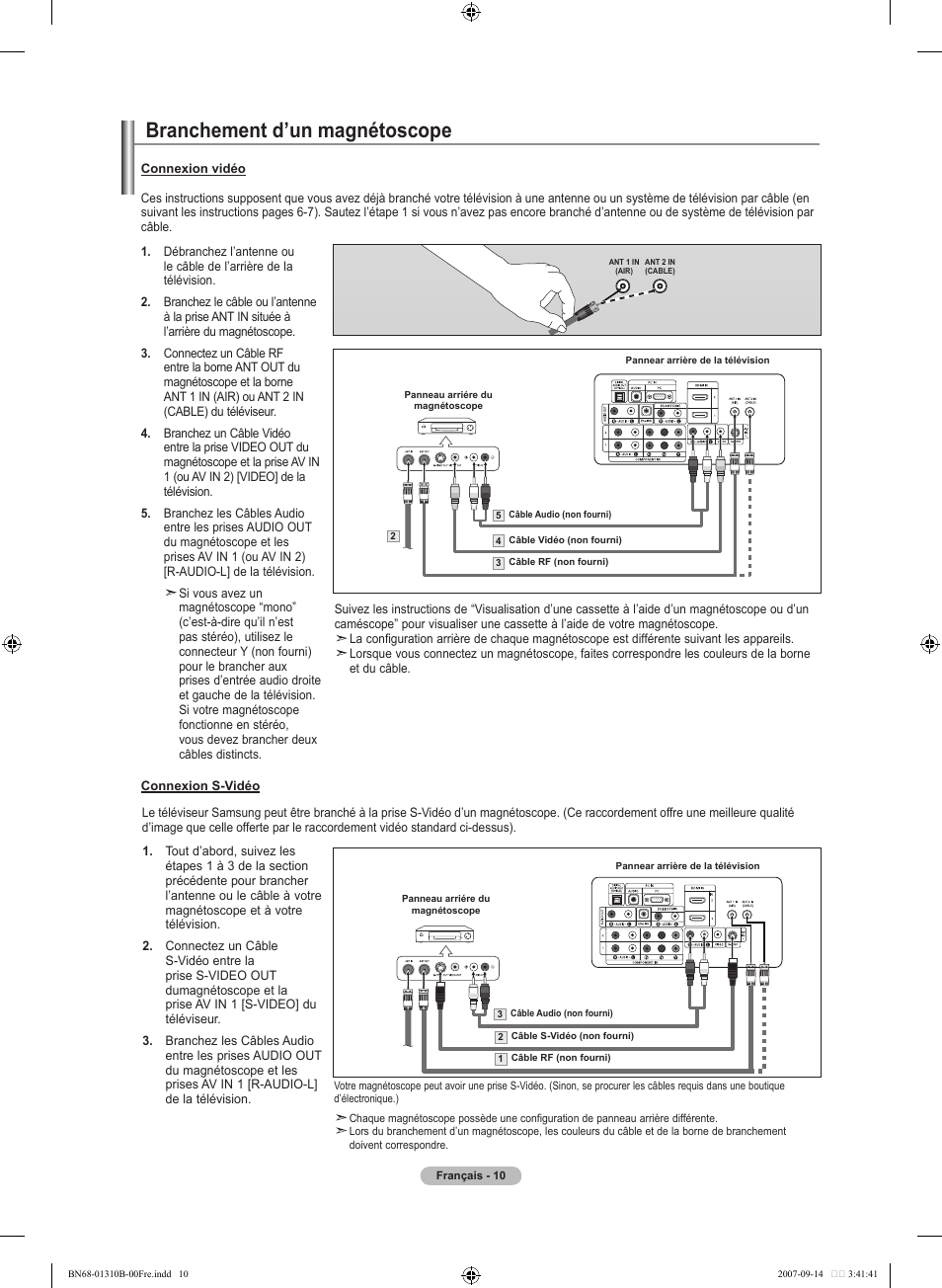 Branchement d’un magnétoscope | Samsung LNT4069FX-XAA User Manual | Page 102 / 271