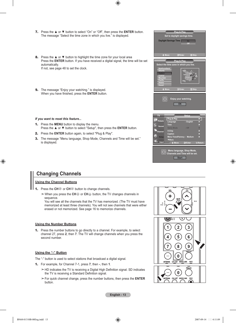 Changing channels | Samsung LNT4069FX-XAA User Manual | Page 15 / 271