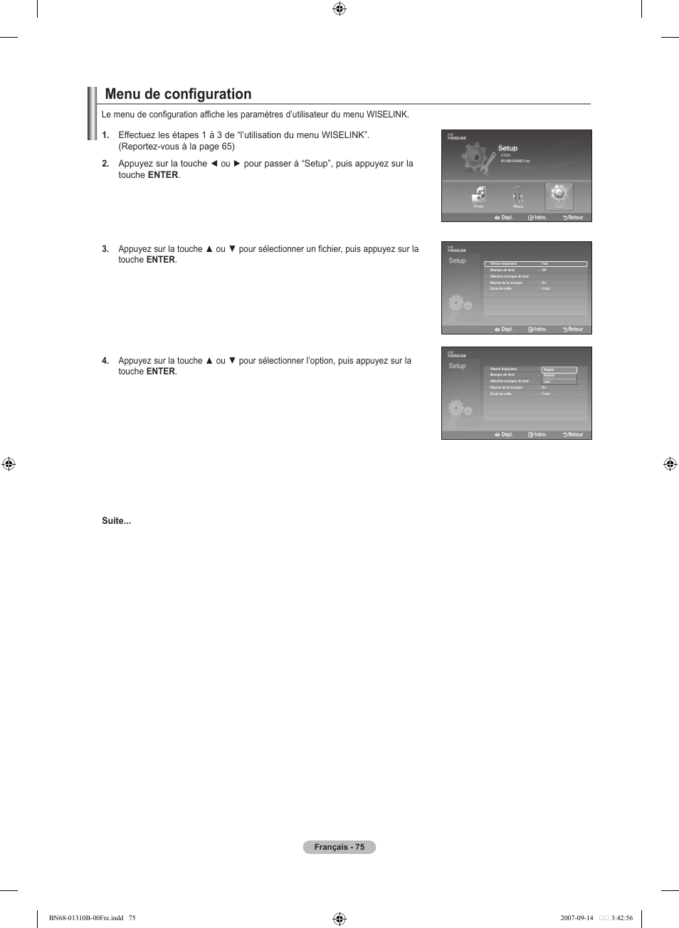 Menu de configuration | Samsung LNT4069FX-XAA User Manual | Page 167 / 271
