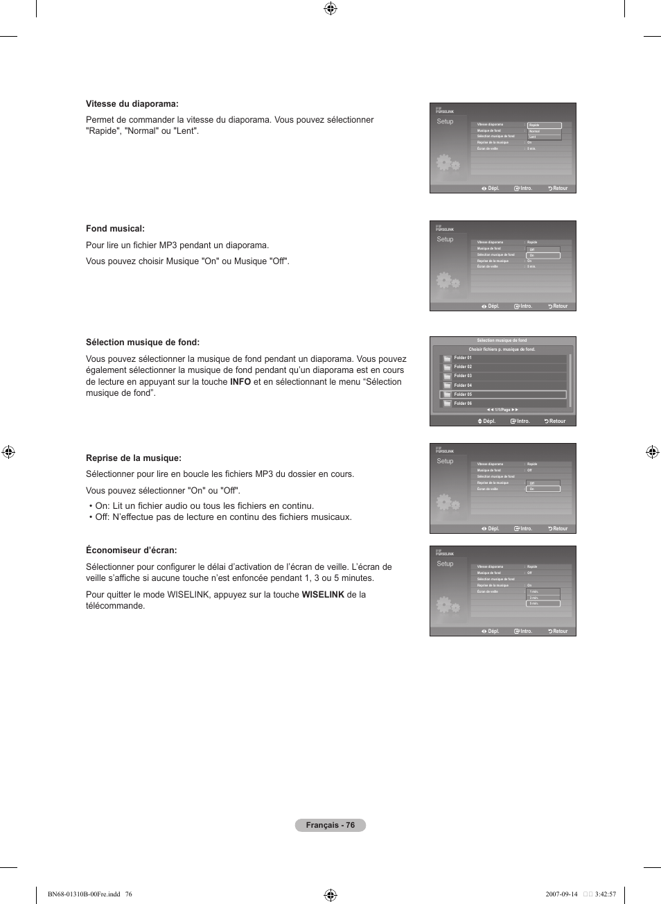 Français - 76 | Samsung LNT4069FX-XAA User Manual | Page 168 / 271