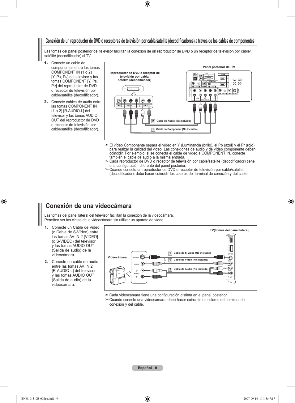 Conexión de una videocámara | Samsung LNT4069FX-XAA User Manual | Page 191 / 271