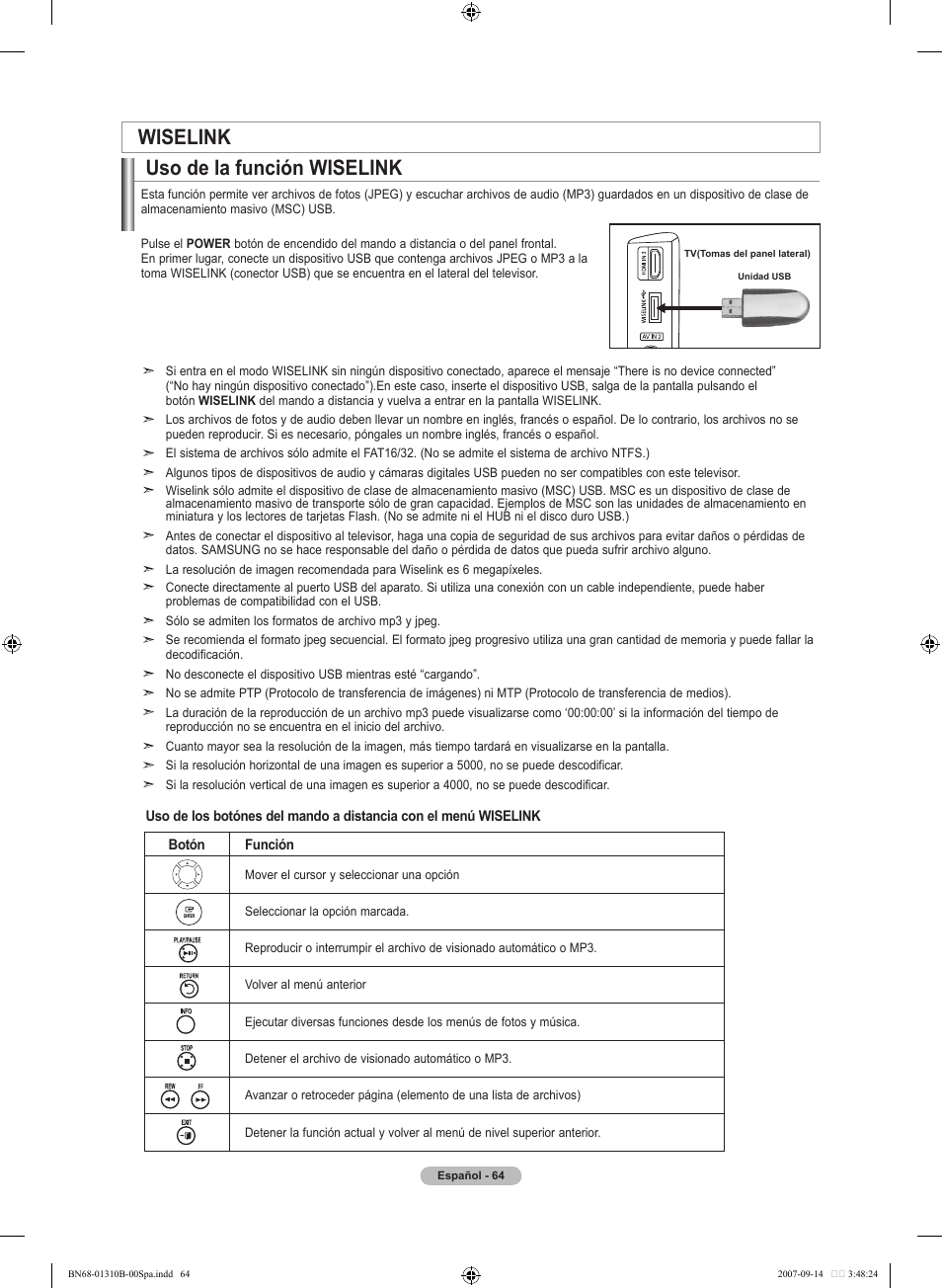 Wiselink, Uso de la función wiselink | Samsung LNT4069FX-XAA User Manual | Page 246 / 271