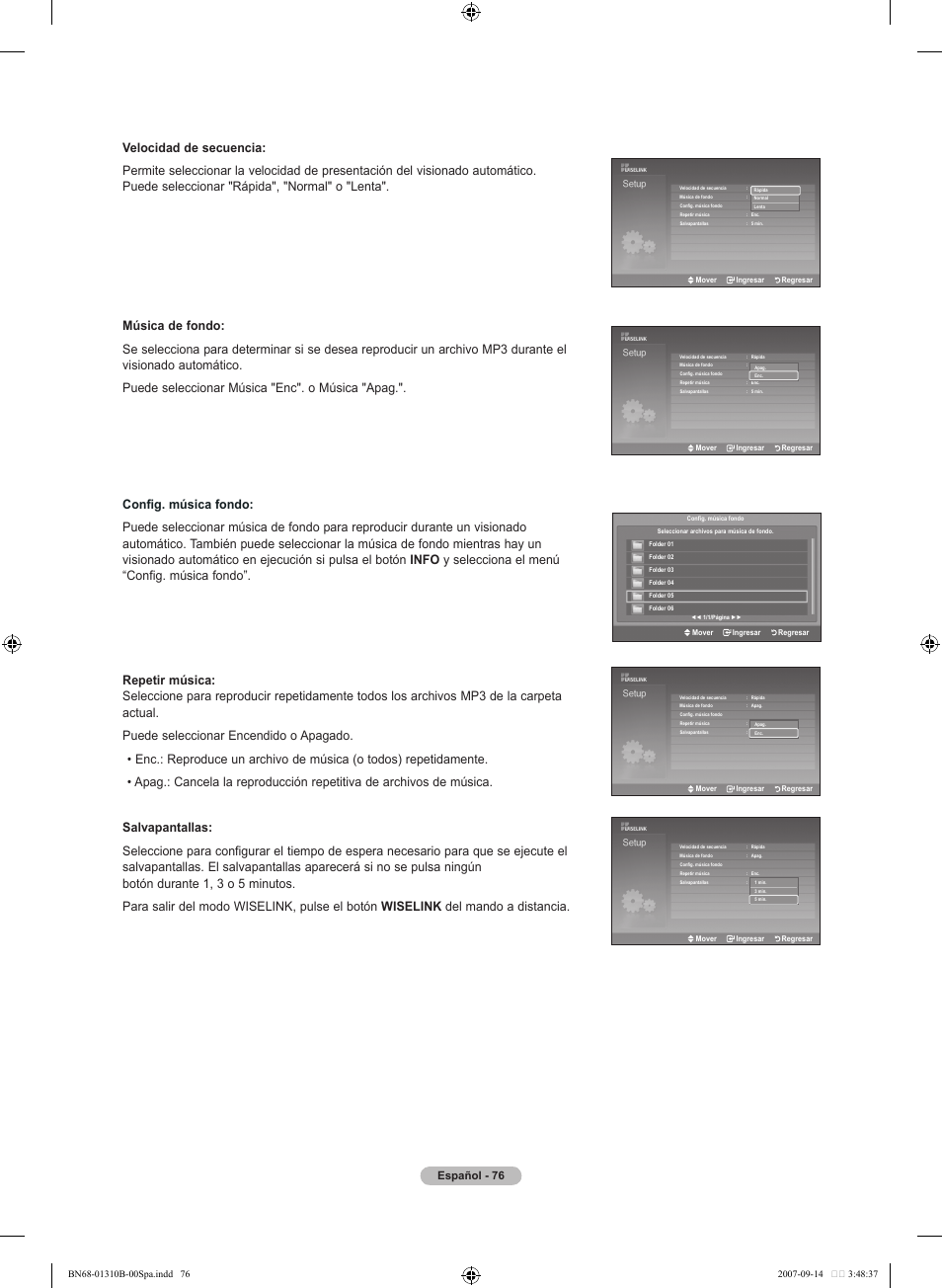 Español | Samsung LNT4069FX-XAA User Manual | Page 258 / 271