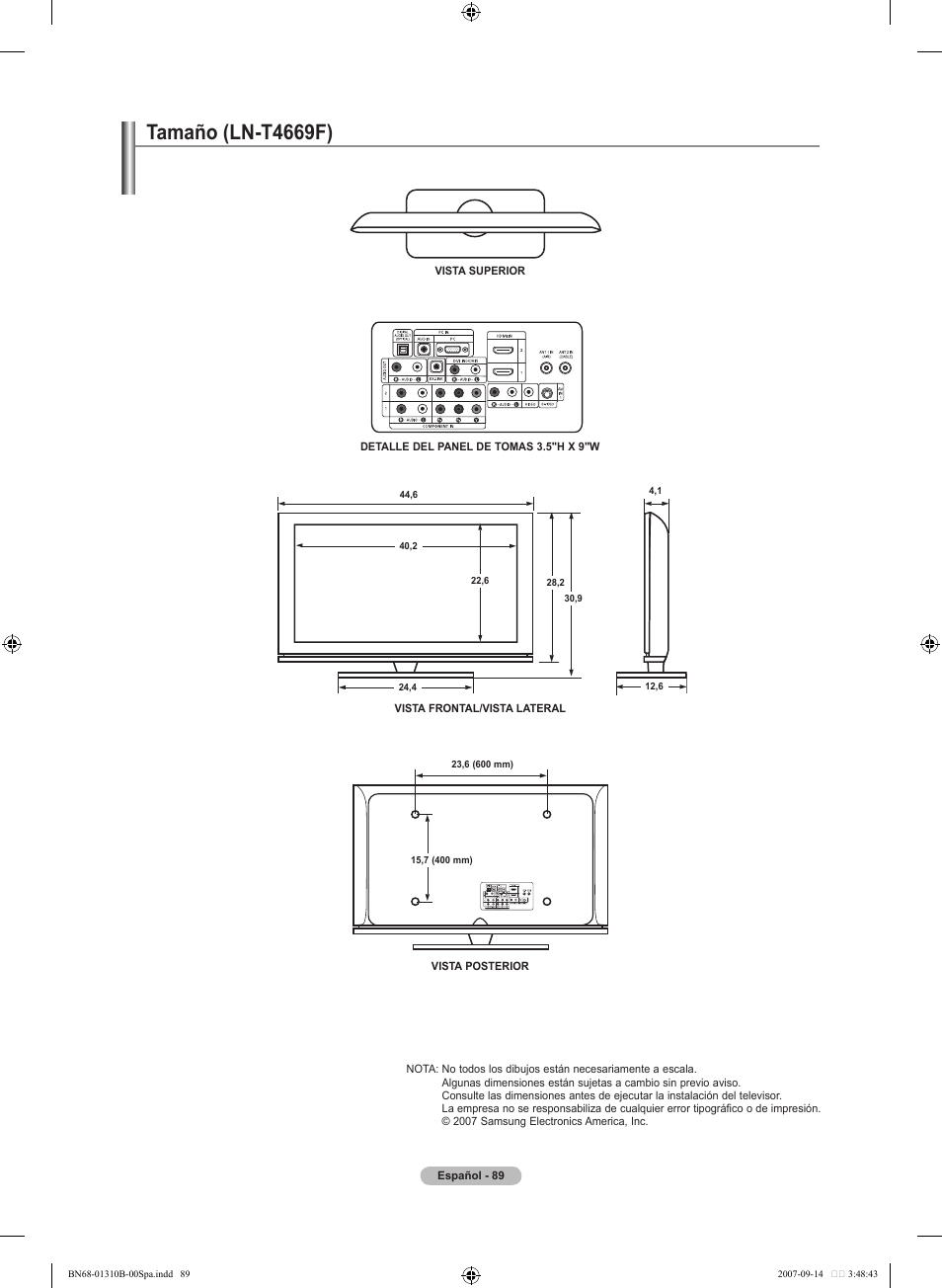 Tamaño (ln-tf) | Samsung LNT4069FX-XAA User Manual | Page 271 / 271