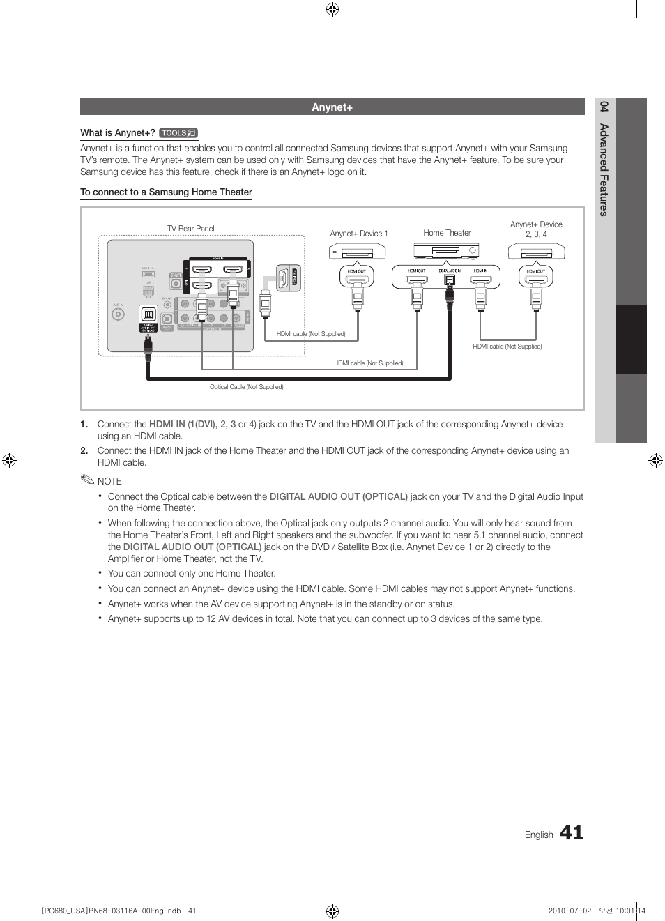 Anynet | Samsung PN50C680G5FXZA User Manual | Page 41 / 56