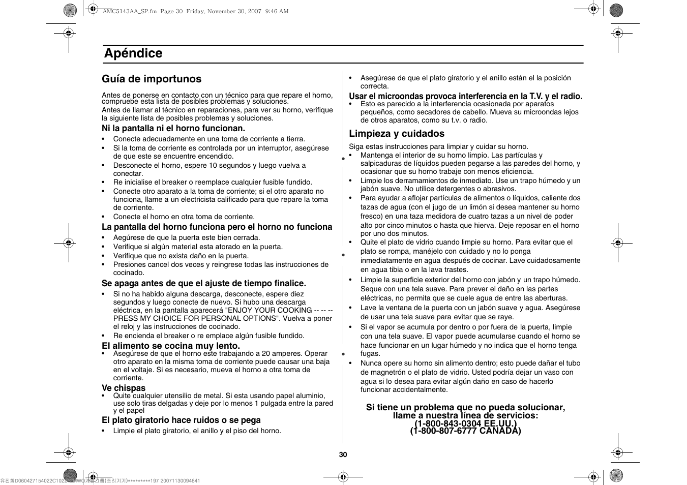 Apéndice, Guía de importunos | Amana AMC5143BCW User Manual | Page 100 / 104