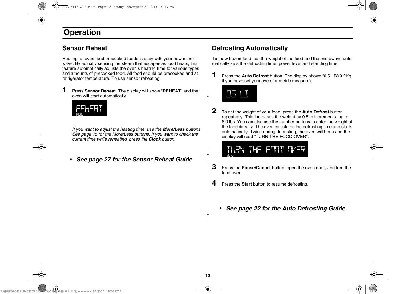 Operation | Amana AMC5143BCW User Manual | Page 12 / 104
