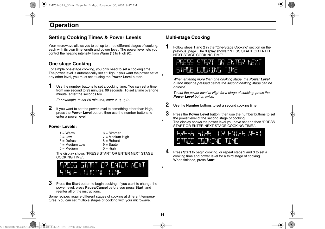 Operation | Amana AMC5143BCW User Manual | Page 14 / 104