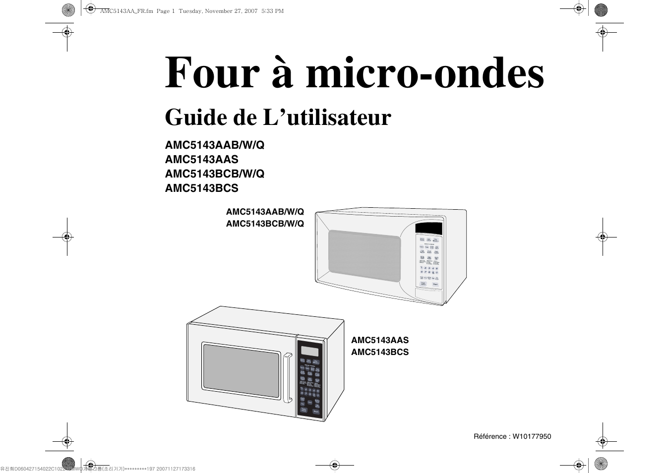Four à micro-ondes, Guide de l’utilisateur | Amana AMC5143BCW User Manual | Page 35 / 104