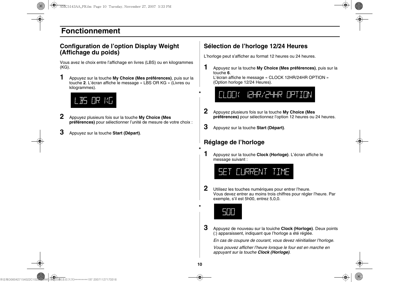 Fonctionnement | Amana AMC5143BCW User Manual | Page 44 / 104
