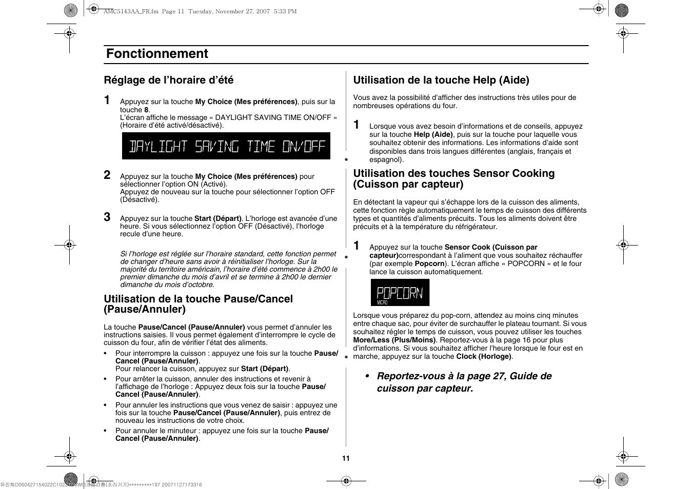 Fonctionnement | Amana AMC5143BCW User Manual | Page 45 / 104