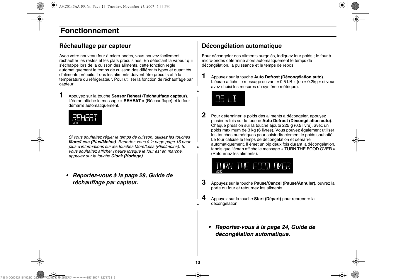 Fonctionnement | Amana AMC5143BCW User Manual | Page 47 / 104