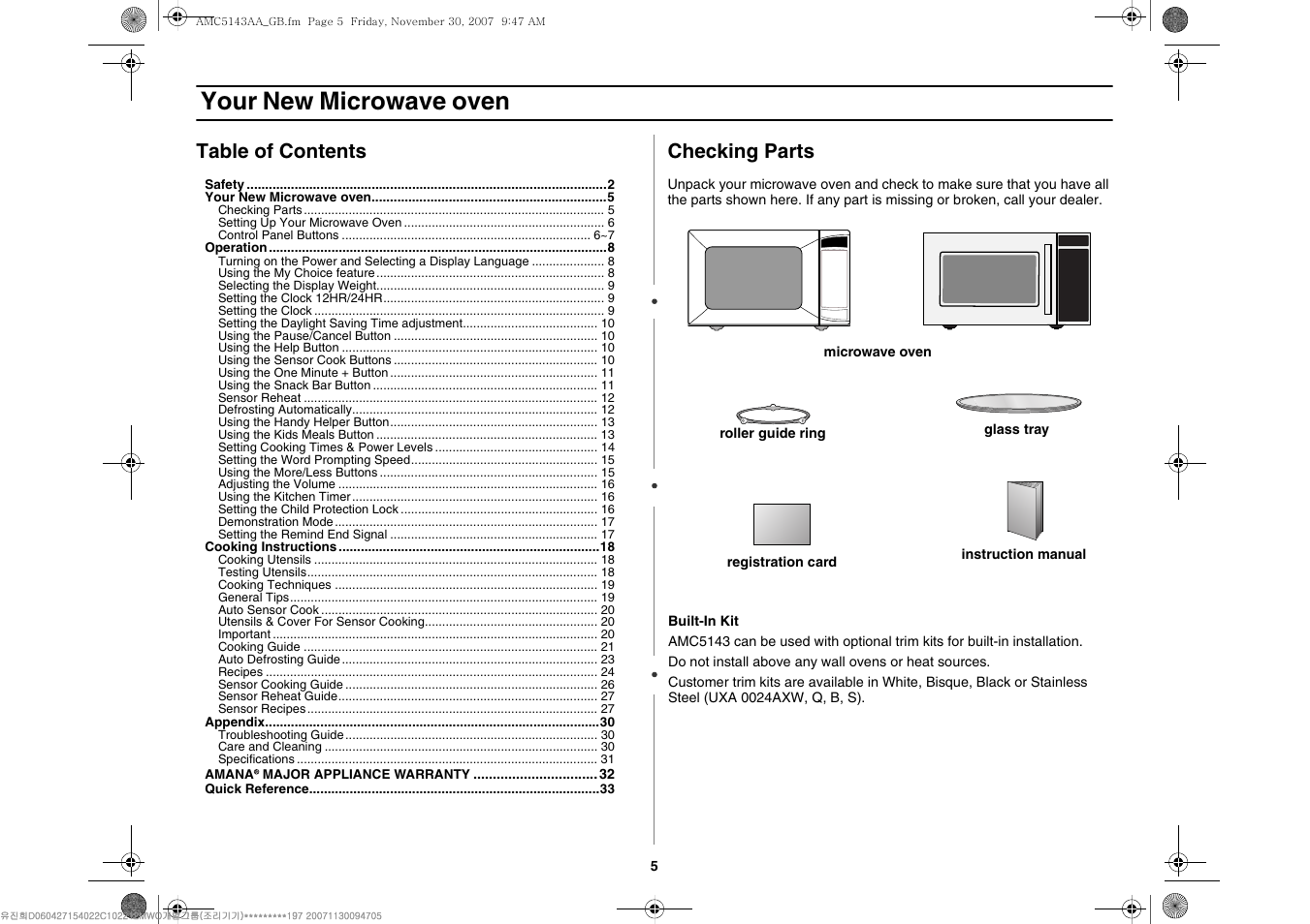 Amana AMC5143BCW User Manual | Page 5 / 104