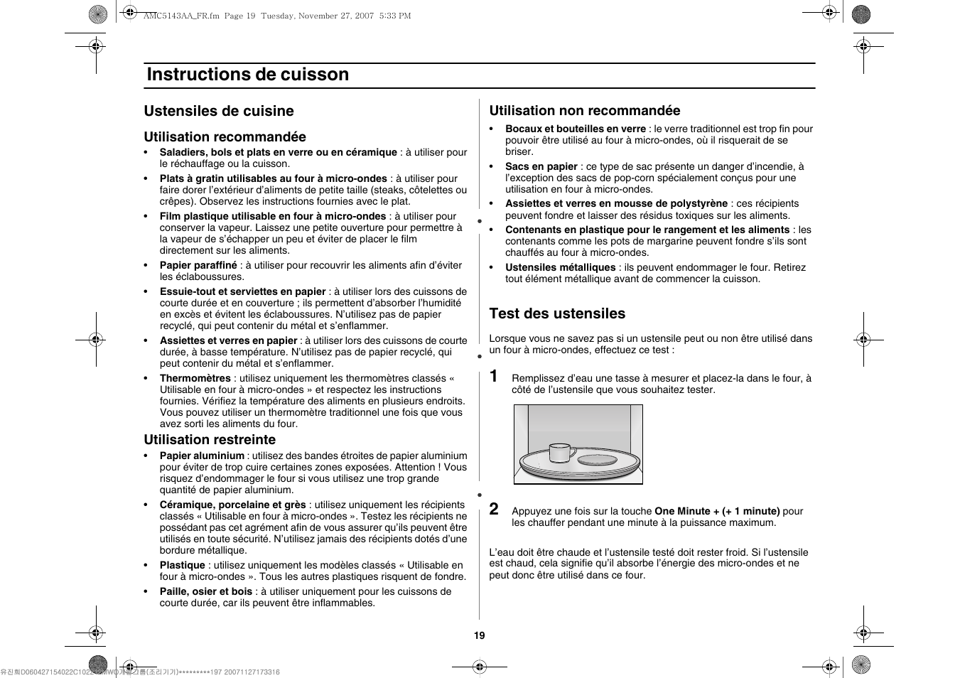 Instructions de cuisson | Amana AMC5143BCW User Manual | Page 53 / 104