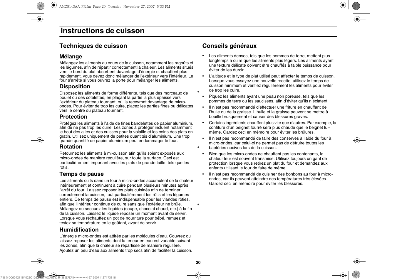 Instructions de cuisson | Amana AMC5143BCW User Manual | Page 54 / 104