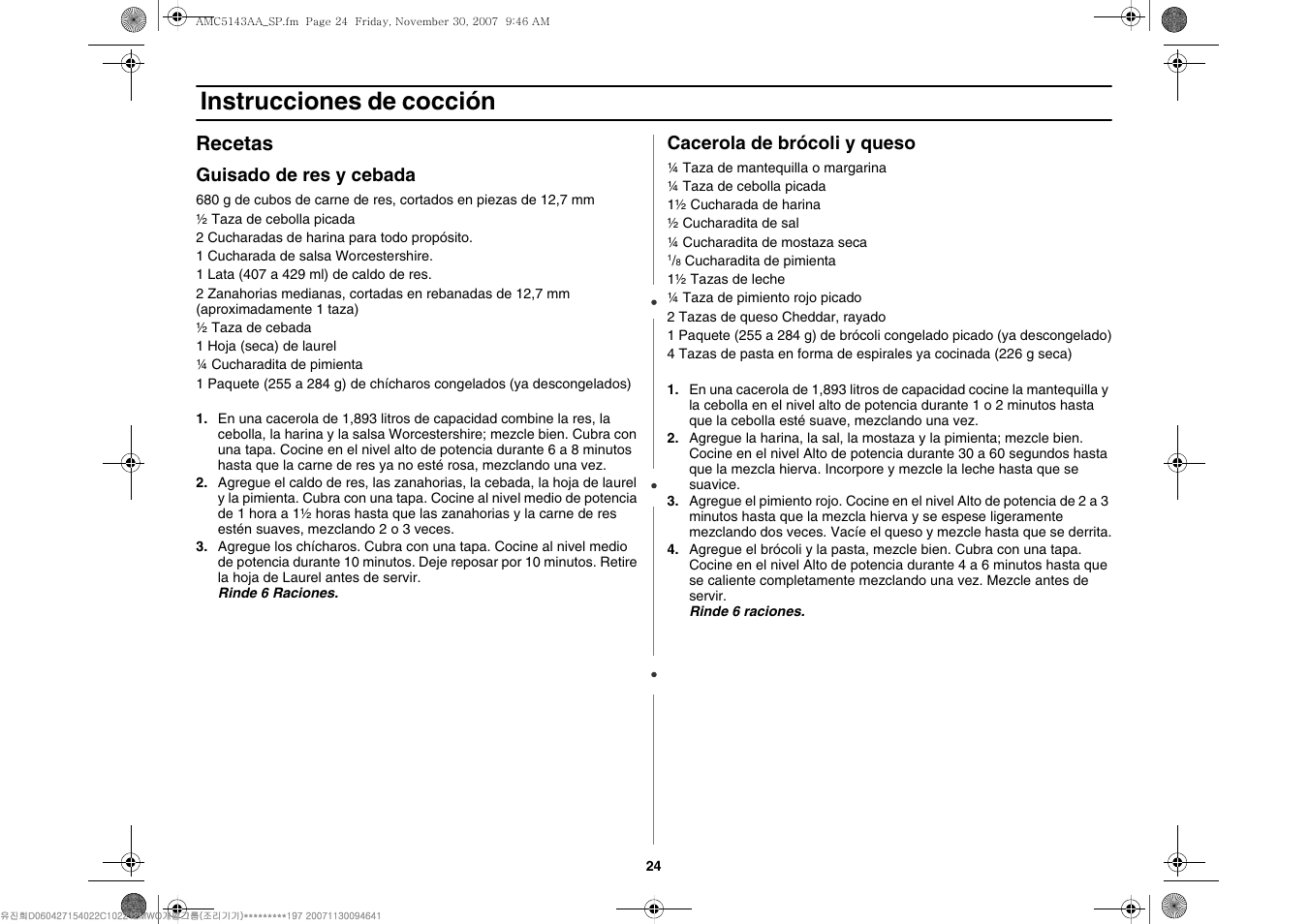 Instrucciones de cocción, Recetas | Amana AMC5143BCW User Manual | Page 94 / 104