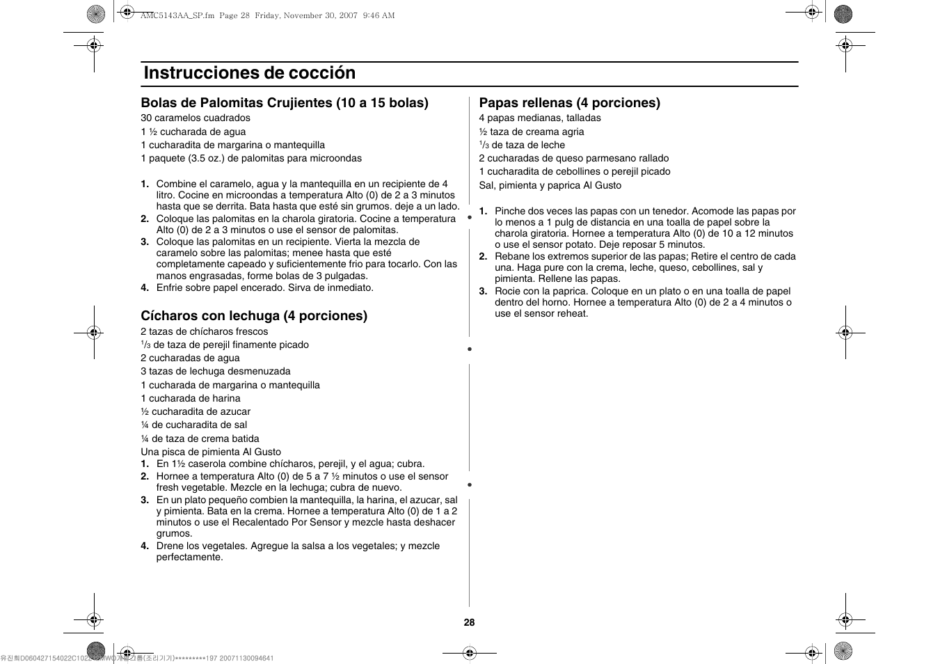 Instrucciones de cocción | Amana AMC5143BCW User Manual | Page 98 / 104