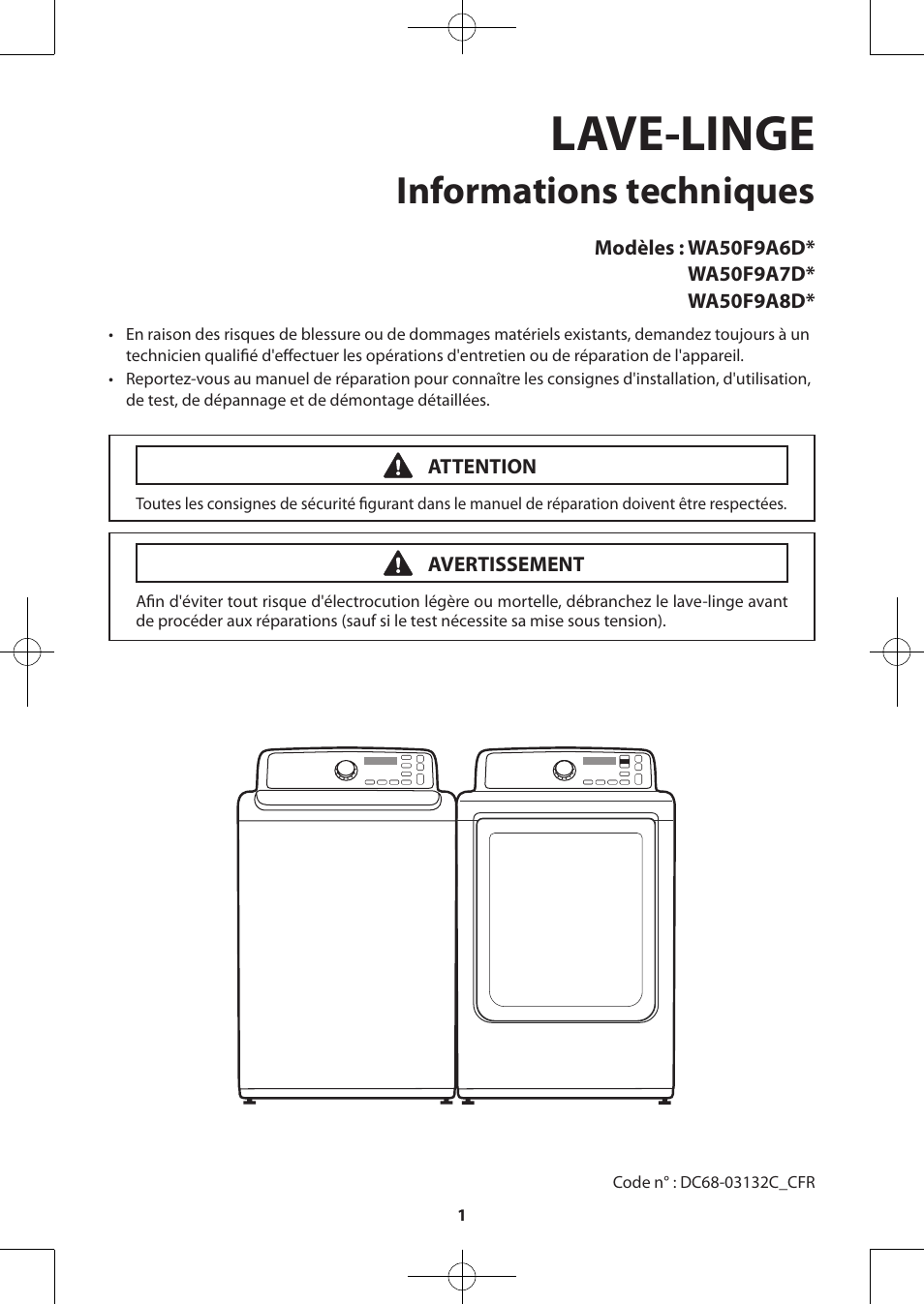 F900a wash_wa50f_user manual_dc68-03132c_cfr.pdf, Lave-linge, Informations techniques | Samsung WA50F9A7DSP-A2 User Manual | Page 41 / 60